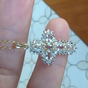 Topaz 925 Sterling Silver Cross Pendant/Necklace